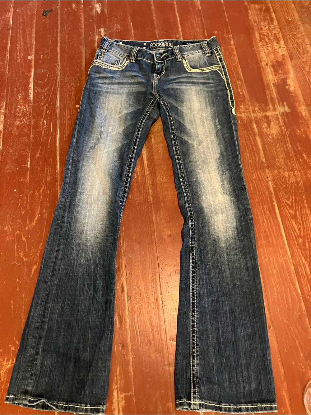 Rock & Roll Straight-Leg Jeans in Medium Blue Wash